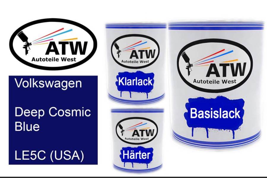 Volkswagen, Deep Cosmic Blue, LE5C (USA): 1L Lackdose + 1L Klarlack + 500ml Härter - Set, von ATW Autoteile West.